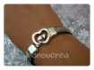 Joli bracelet manchette coeur gris et chaine