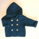 Paletot vêtement bébé veste à capuche tricot fait main bleu 