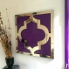 Tableau doré ou argenté orientale original violet - panneau décoratif pour le salon moderne - cadeau anniversaire original  - 27x27cm