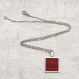 Collier chaine acier inoxydable avec pendentif liège bordeaux