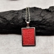 Collier chaine acier inoxydable avec pendentif simili cuir rouge caviar, cadeau femme