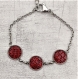Bracelet acier inoxydable simili cuir dragon rouge, fermoir mousqueton, cadeau femme