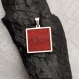 Collier chaine acier inoxydable avec pendentif liège bordeaux