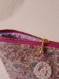 Trousse de toilette en tissu coton à motif fleur violet mauve pale