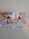 Housse de boite à mouchoir en tissu rose pale - ours et parapluie -
