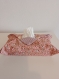 Housse de boite à mouchoir en tissu vieux rose - fleur et carreaux -
