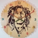 Grande horloge murale en bois originale : bob marley jeune en résine époxy marron