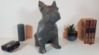 Grande statuette bulldog imitation granit noir imprimée en 3d