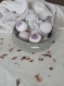 Boules de bain + bougie artisanales senteur violettes / panier au crochet