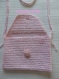Sac pochette avec bandoulière en crochet moucheté rose et blanc    