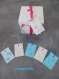 Lot de six étiquettes pour cadeau bleue et rose  motifs irisés