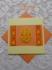 Carte de pâques œuf décoré et ruban poussin