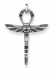 Croix ankh en argent sterling 925  - 62 x 45 mm  livrée avec chaine en acier inoxydable de 61 cm 