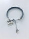 Bracelet gris avec pendentif éléphant et une perle à parfumer, bijoux, bracelet, porte bonheur, bijou, bracelets, cadeau de noel, bracelet