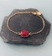 Bracelet femme gourmette pierre rubis plaqué or 24 k, bracelet doré, bracelet émeraude, bijoux cadeaux, bijou femme or cadeau de noel