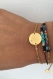 Bracelet femme gourmette avec médaille et zirconium, bracelet doré,  , bracelet zircon, bijoux cadeaux, bijou femme or cadeau de noel