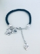 Bracelet noir avec pendentif chat, bijou, bijoux, bracelets, bracelet femme, bracelet noir, bracelet chat, bijou chat, cadeau de noel, chat