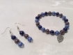 Bracelet et boucles d'oreilles perles verre opaque et hématites argentées