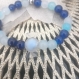 Bracelet bonbon  bleu pierres naturelles agate bleu