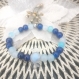 Bracelet bonbon  bleu pierres naturelles agate bleu