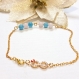Bracelet de cheville brillant - pierre naturelle quartz rose et quartz lac bleu
