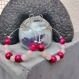  boucles d'oreilles créoles simple rose et rouge - pierres naturelles Œil de tigre et quartz rose