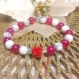  bracelet rose rouge passion - pierres naturelles agate veine de dragon rouge et howlite