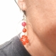 Boucles d'oreilles créoles fleur rouge - perles rouge