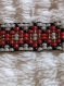 Bracelet perles tissées rouge et noir