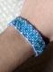Bracelet en perles tissées nuances de bleus