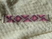 Bracelet perles tissées rose géométrique