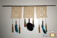 Kaya, décoration murale, coton, plumes, perles, crochet