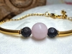 Bracelet quartz rose pierre de lave gem aphrodite 