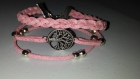 Bracelet en suedine rose - arbre de vie - ref8