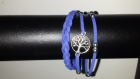 Bracelet en suédine bleu foncé- arbre de vie - ref9