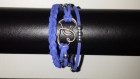 Bracelet en suédine bleu foncé - cœurs enlacés - ref16