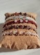 Bracelet minimaliste artisanal tressé macramé, perles rocailles en verre, pierres fines lithothérapie, fermoir doré ajustable, idée cadeau
