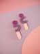 Boucles d’oreilles pendantes en pâte polymère pop - fuchsia, violet lavande & rose pâle | fait main en france