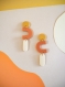 Boucles d’oreilles pendantes en pâte polymère pop - jaune, orange  jaune pastel | fait main en france