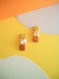 Boucles d’oreilles en pâte polymère motif terrazzo joy - blanc, rose pâle, jaune & orange | fait main en france