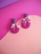 Boucles d’oreilles en pâte polymère motif terrazzo jolly - rose pâle, blanc, fuchsia & violet lavande | fait main en france
