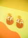 Boucles d’oreilles en pâte polymère motif terrazzo jolly - blanc, rose, jaune & orange | fait main en france