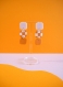 Boucles d’oreilles en pâte polymère motif carreaux retro - rose pâle & orange | fait main en france