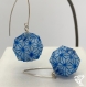 Boucles d'oreilles - sphère de papier ( asanoha bleu )