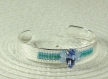 Bracelet jonc laiton argenté cristal de swarovski