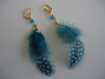 Boucles d'oreilles plume pintade turquoise