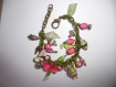 Bracelet chaîne vert et rose