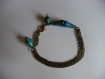 Bracelet chaînes et perles de papier turquoise