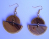 Elégantes boucles d'oreilles en bois rondes en deux parties (le port est inclus dans le prix)