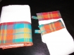 Serviette de toilette et deux gants avec tissu madras